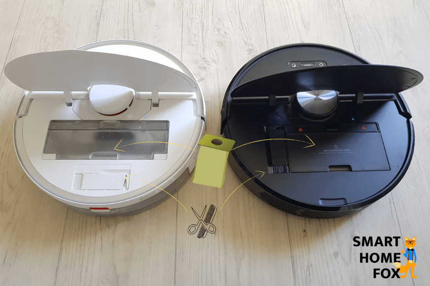 Roborock S5 Max и Roborock S6 с открытой крышкой